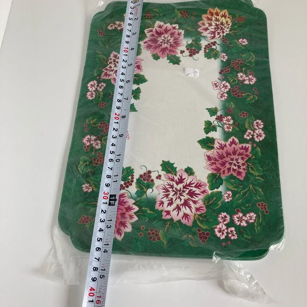 Festive Green Floral Disposable Serving Trays - Pack of Party Tableware